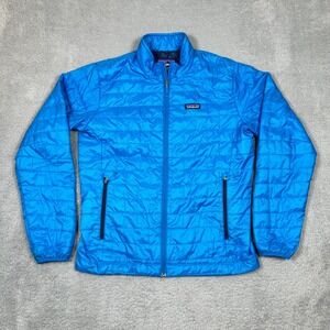 Patagonia Mens Nano Puff Jacket Blue Primaloft Insulated Puffer Medium Full Zip